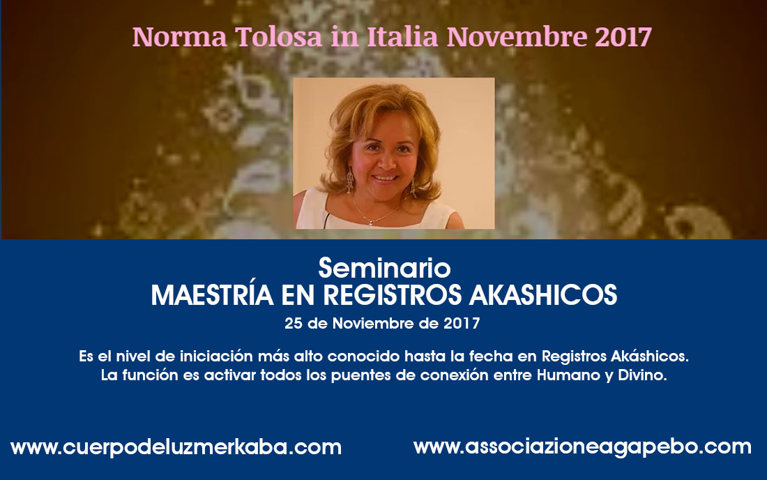 Maestría Registros Akashicos - Bolonia, Italia - 11 noviembre - Norma Tolosa